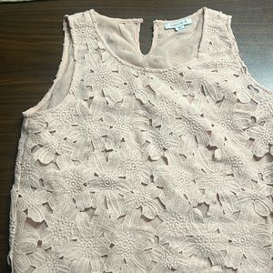 Soft pink floral design and cut tank top